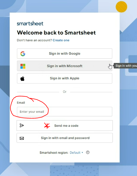 Smartsheet sign in info pic